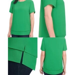 Heart and Radley T-Shirt Top Womens 2XL Green Short Sleeve Layered Slit Hem
